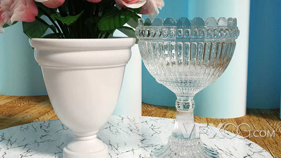 简约欧式玻璃陶瓷花瓶C4D模型