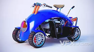 C4D时尚四轮摩托化卡丁车三维模型
