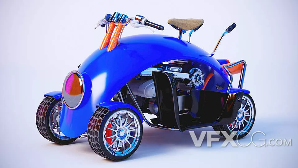 C4D时尚四轮摩托化卡丁车三维模型