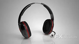 红黑色简约耳机C4D模型