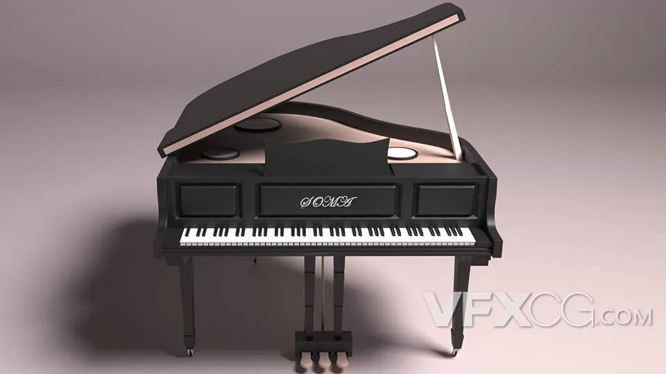 简约的黑白钢琴C4D模型