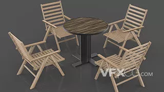 实木户外休闲桌椅C4D模型