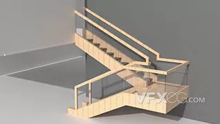 实木简约家居装修楼梯C4D模型