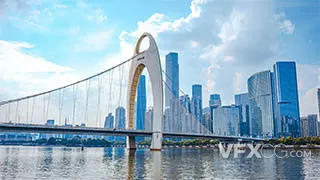 广州地标猎德大桥城市车流实拍视频
