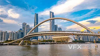 广州一线城市海心桥交通实拍视频