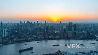 俯瞰上海外滩黄浦江地标实拍视频