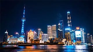上海陆家嘴外滩夜景灯光秀实拍视频