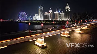 南昌大桥城市夜景桥梁交通实拍视频