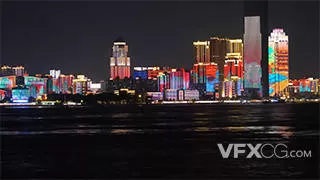 武汉城市江滩夜景万家灯火实拍视频