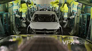 自动化机器组装汽车工厂机械实拍视频