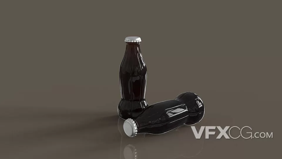 黑色透明玻璃饮料瓶C4D模型