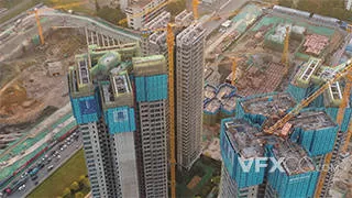 房地产施工城市楼房建造实拍视频
