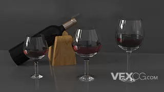 简约食品饮料葡萄酒酒杯C4D模型