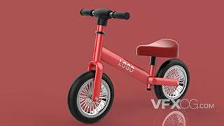 红色简洁儿童滑行车C4D模型