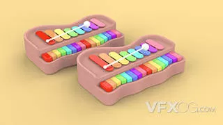 彩色儿童玩具钢琴C4D模型