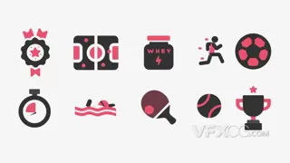 体育运动跑步健身比赛竞技平面动态图标动画AE模板