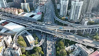 广州城市道路高架桥中山一立交实拍视频