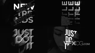 潮流动画时尚包装黑白炫酷商业公司标题视频字幕AE模板