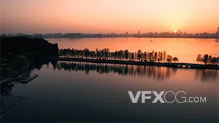 武汉东湖磨山5A景区晚霞实拍视频