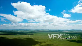 蓝天白云下一望无际的千里草原实拍视频