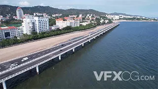 厦门海上桥梁交通车流滨海风光实拍视频