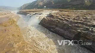 陕西延安壮观河黄河水壶口瀑布实拍视频