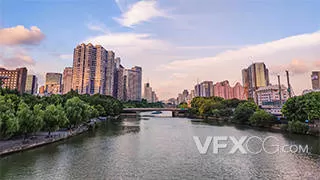 杭州千年大运河交通枢纽晴天实拍视频