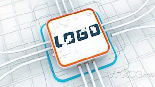 简洁白色科技感芯片电路LOGO片头AE模板