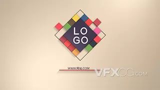简约彩色方块MG动画企业LOGO片头ae模板