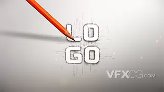 简洁铅笔扫描企业LOGO片头ae模板
