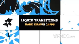 液体流体时尚手绘元素潮流卡通转场过渡达芬奇模板