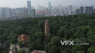 武汉城市建筑洪山宝塔航拍实拍视频