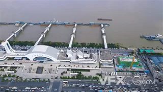 城市交通长江武汉港口航拍
