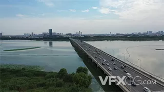 武汉城市晴天下的太子湖桥航拍实拍视频