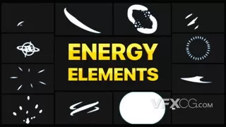 元素活力能量爆炸力量质感卡通特效Motion模板