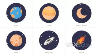 宇宙星系地球天文艺术创意图标动画Motion模板
