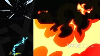 动画手绘火焰能量闪光元素卡通特效AE模板