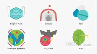 新冠病毒学术研究疫情防控科学教育图标动画PR模板
