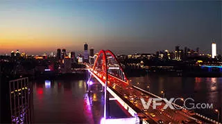航拍重庆夜景菜园坝大桥户外风景视频素材
