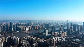航拍晴天广州景色震撼城市风光实拍视频