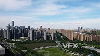 晴天杭州城市天际线城市建设楼盘实拍视频
