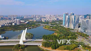 城市交通航拍河南郑州龙子湖大桥实拍视频