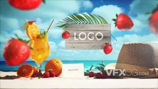 商业假期旅行沙滩海洋标志介绍LOGO片头AE模板