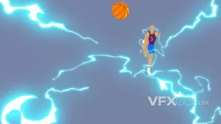 篮球运动员闪电扣篮时尚炫酷LOGO片头AE模板