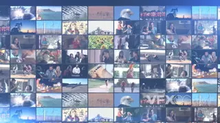影视作品拼接数字屏幕墙空间立体开场视频AE模板