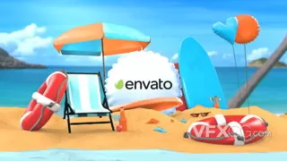 夏季海滩假日旅行郊游活动介绍标志动画LOGO片头