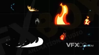 火焰电流液态能量元素炫酷手绘动画卡通特效达芬奇模板