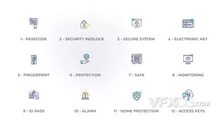 保险公司网络信息安全保护指纹动态图标动画AE模板
