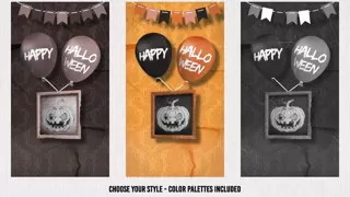 万圣节假期恐怖创意时尚标题动画介绍活动媒体短视频AE模板