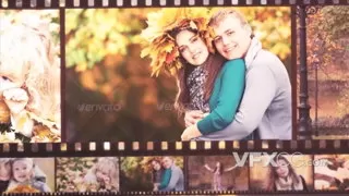 图片胶卷拼接时尚浪漫情人节温馨婚礼视频相册AE模板